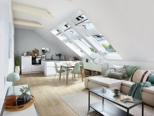 Salon avec fenêtre de toit Roto